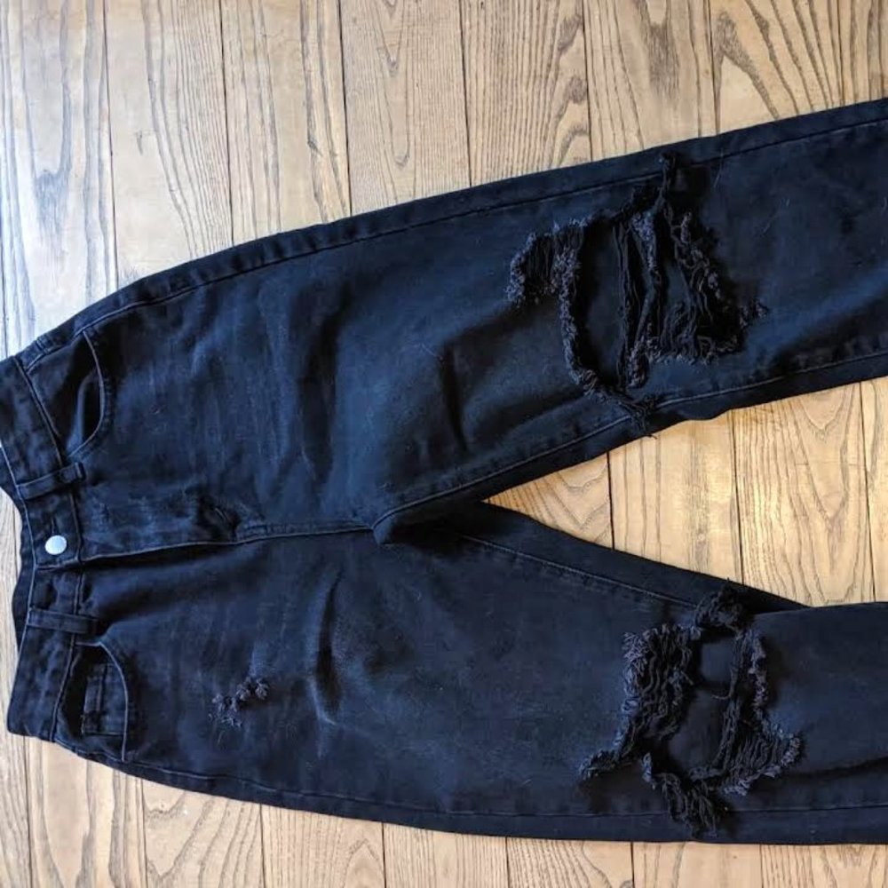 Black Teens/Womens Ripped Jeans